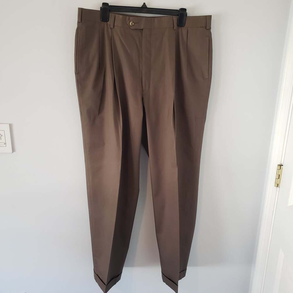 Hart Schaffner Marx Dress Pants Men's 38 X 29 Brown Pleated Front Wool Blend